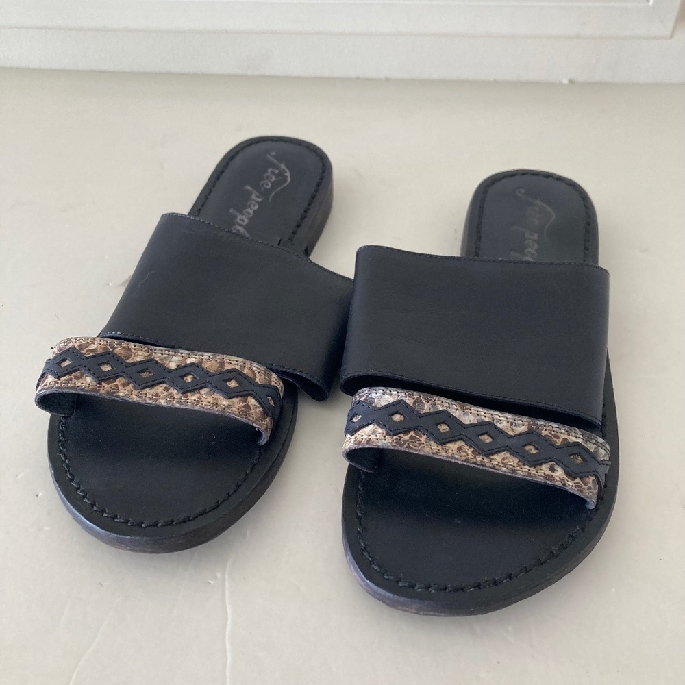 NWOT Free People Saturday Black Leather Boho Sandals Sz 36.5